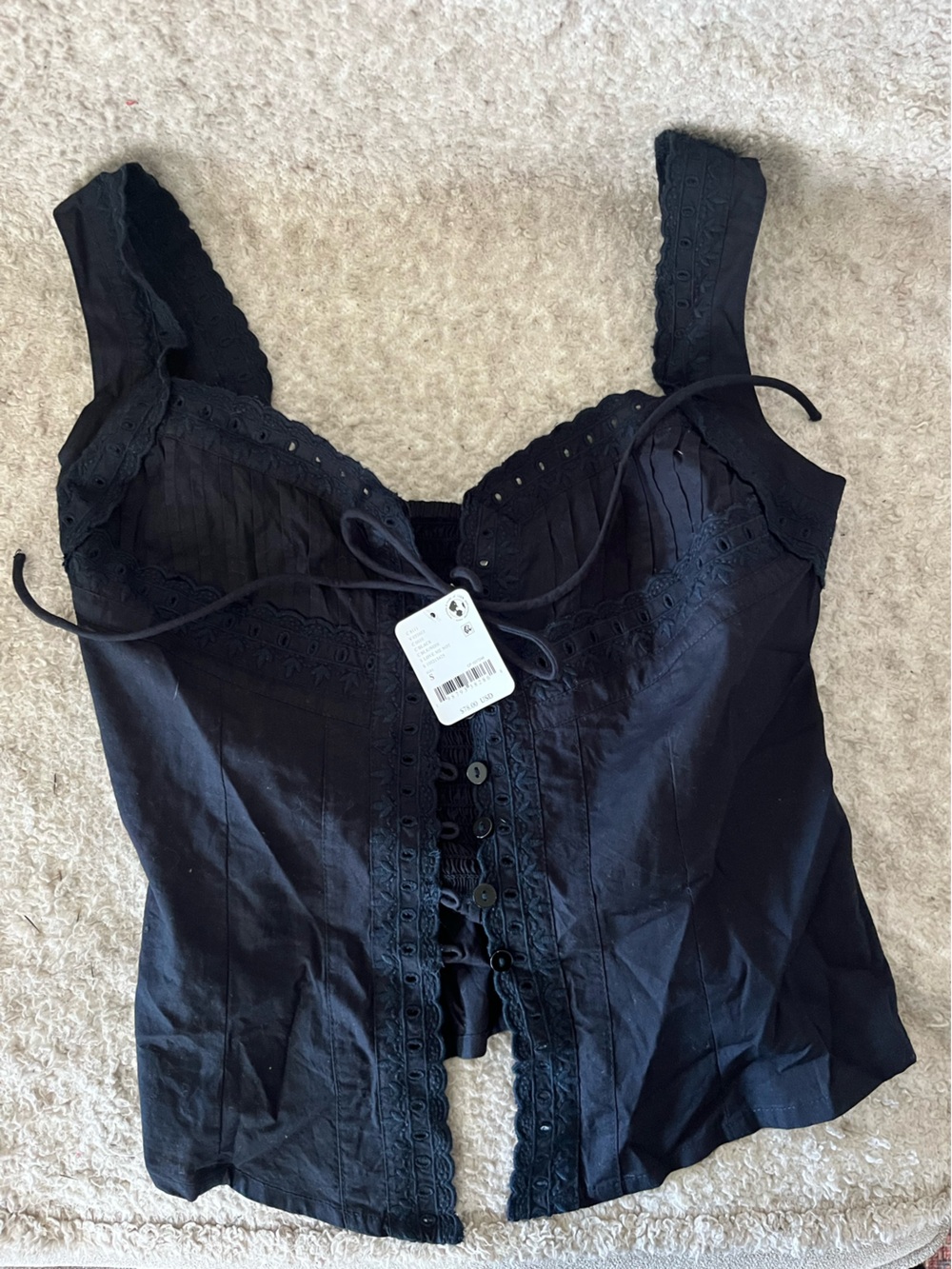 Black Eyelet Corset Top Free People